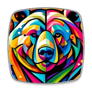 Ours - Magnet carré - blanc - Devant