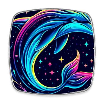 Dolphin - Square fridge magnet - white - Front
