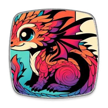 Drache - Viereckiger Kühlschrankmagnet - Weiß - Vorne