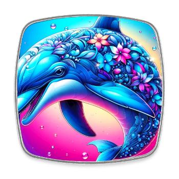 Delfin - Viereckiger Kühlschrankmagnet - Weiß - Vorne