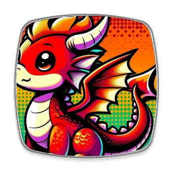 Drache - Viereckiger Kühlschrankmagnet - Weiß - Vorne