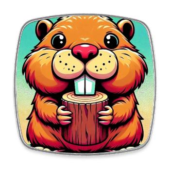 beaver - Square fridge magnet - white - Front