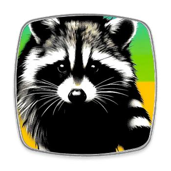 Raccoon - Square fridge magnet - white - Front
