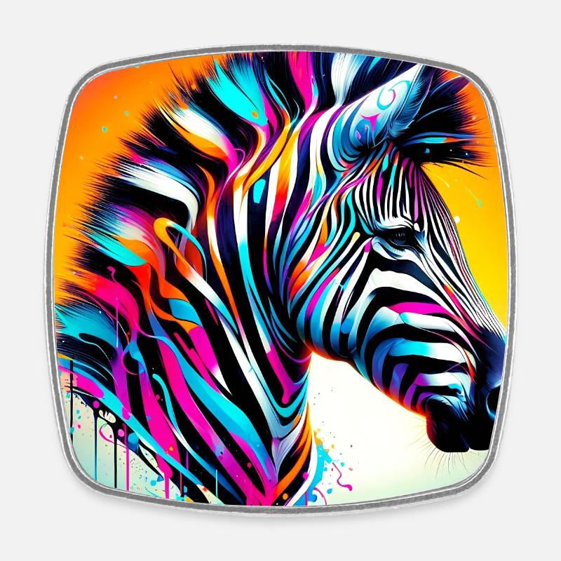 Zebra - Viereckiger Kühlschrankmagnet - Weiß