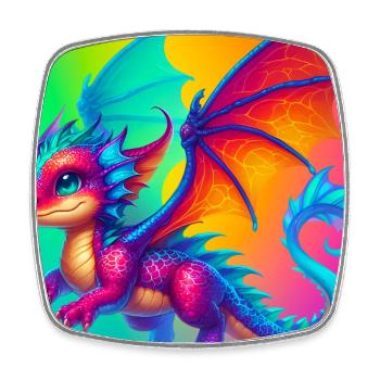 dragon - Square fridge magnet - white - Front