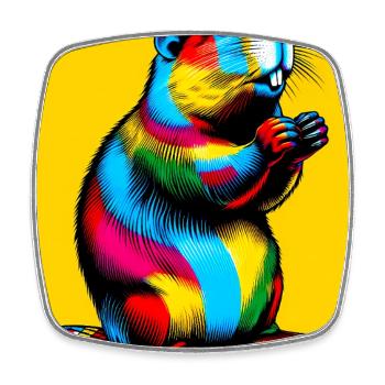 beaver - Square fridge magnet - white - Front