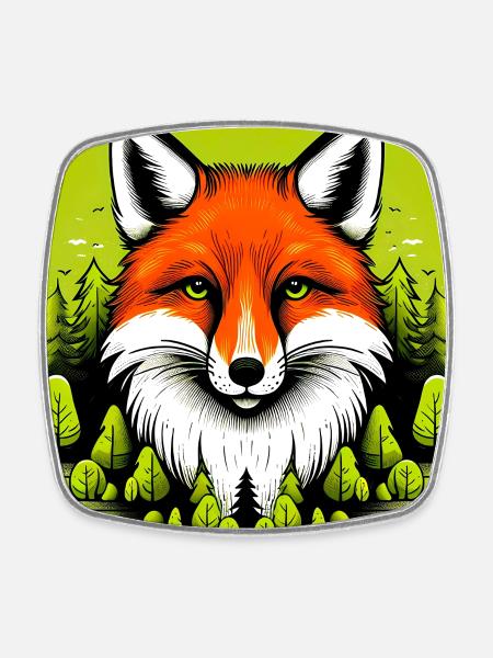 fox - Square fridge magnet - white