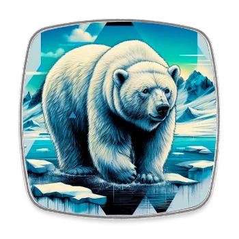 ours blanc - Magnet carré - blanc - Devant