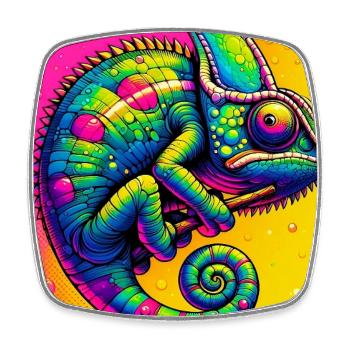 chameleon - Square fridge magnet - white - Front
