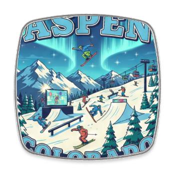 Aspen Colorado Winter Sports Ski Snowboard Winterurl - Square fridge magnet - white - Front