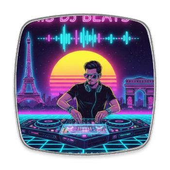 DJ parisien - Magnet carré - blanc - Devant