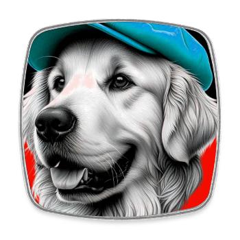 Golden Retriever Dog - Square fridge magnet - white - Front