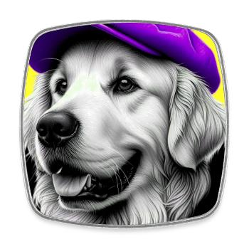 Golden Retriever Dog - Square fridge magnet - white - Front