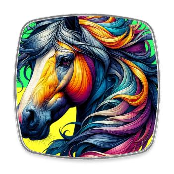 cheval - Magnet carré - blanc - Devant