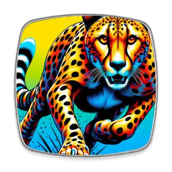 cheetah - Square fridge magnet - white - Front