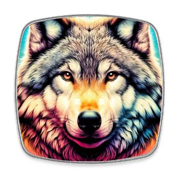 Wolf - Square fridge magnet - white - Front
