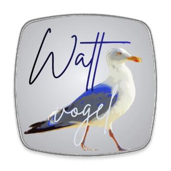 Wattvogel_3 - Square fridge magnet - white - Front