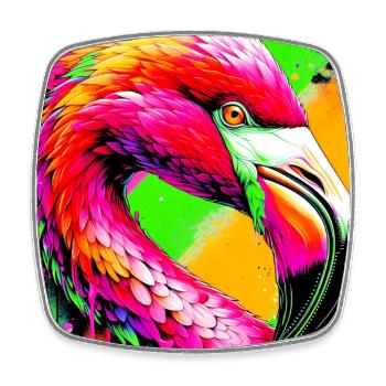 Flamingo - Viereckiger Kühlschrankmagnet - Weiß - Vorne