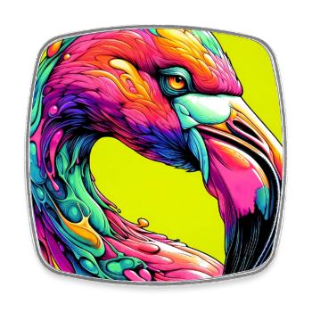 flamingo - Square fridge magnet - white - Front