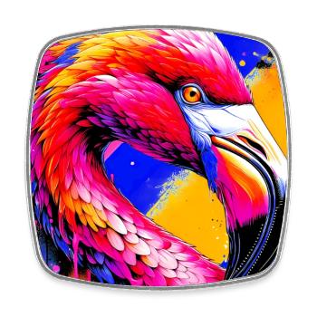 Flamingo - Viereckiger Kühlschrankmagnet - Weiß - Vorne