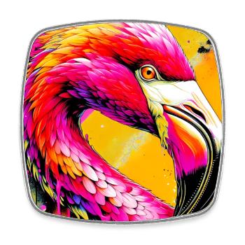 Flamant - Magnet carré - blanc - Devant