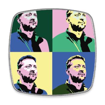 Selenskyj Pop-Art - Viereckiger Kühlschrankmagnet - Weiß - Vorne