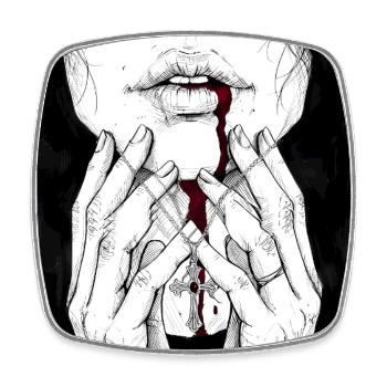Gothic Woman - Cross Necklace - Square fridge magnet - white - Front