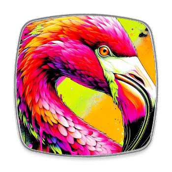 Flamingo - Viereckiger Kühlschrankmagnet - Weiß - Vorne