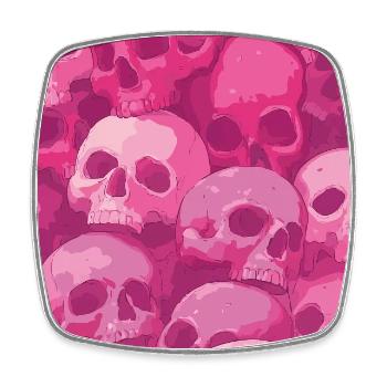 Pink Skull Pattern - Square fridge magnet - white - Front