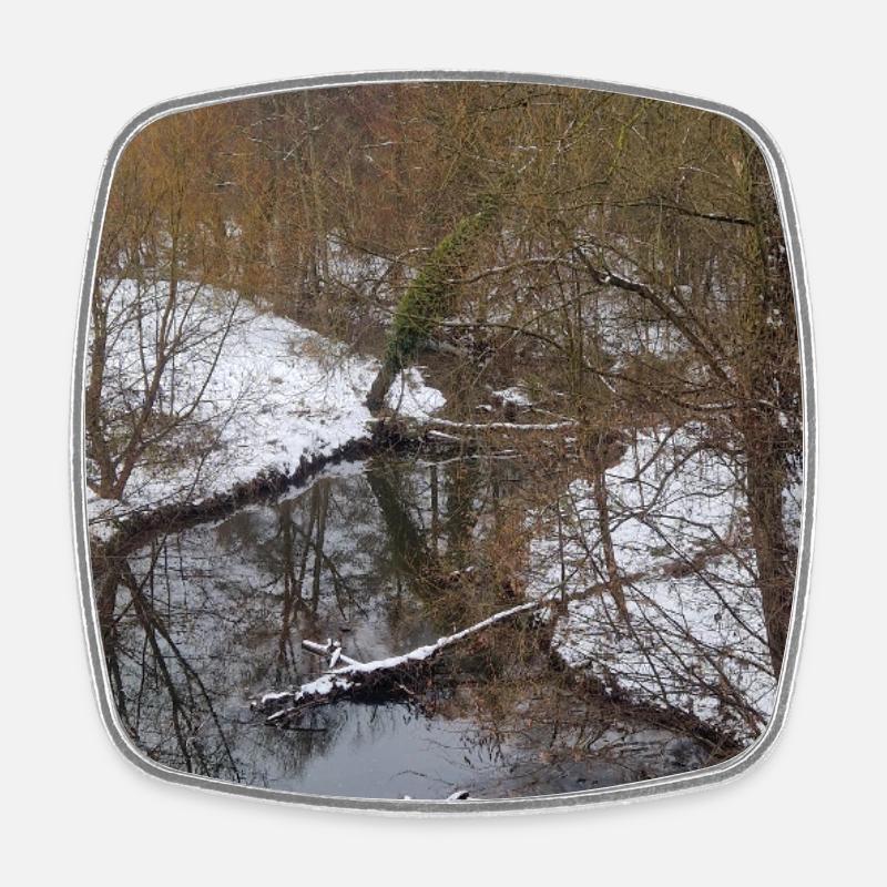 Rivière d’hiver dans le brouillard - Magnet carré - blanc