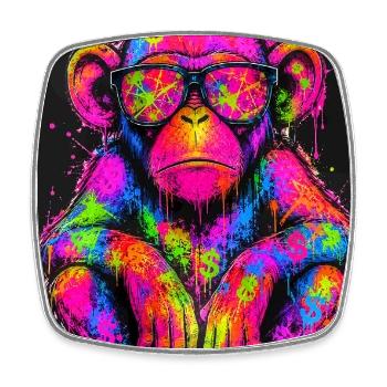 Neon Crazy with Sparkling Sunglasses - Square fridge magnet - white - Front