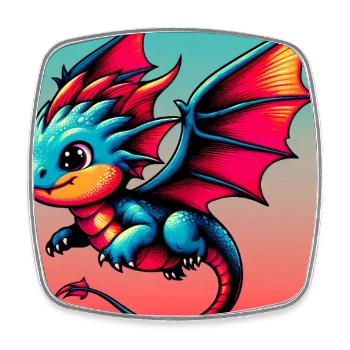 Drache - Viereckiger Kühlschrankmagnet - Weiß - Vorne