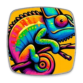 chameleon - Square fridge magnet - white - Front