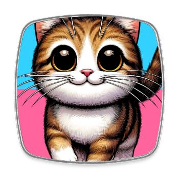 cat - Square fridge magnet - white - Front