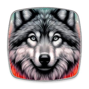 Wolf - Square fridge magnet - white - Front