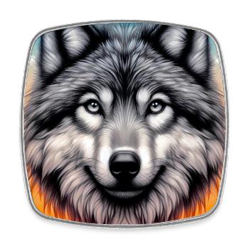 Wolf - Square fridge magnet - white - Front