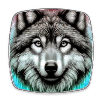 Wolf - Square fridge magnet - white - Front