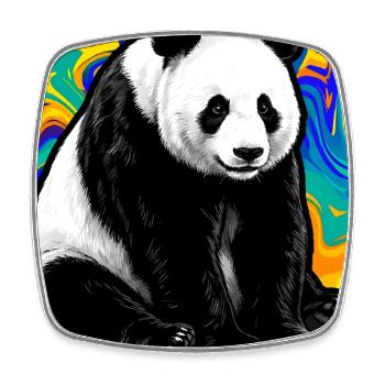 Panda - Viereckiger Kühlschrankmagnet - Weiß - Vorne