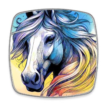 cheval - Magnet carré - blanc - Devant