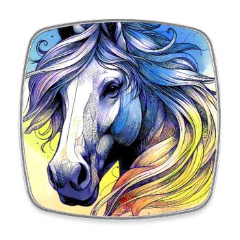cheval - Magnet carré - blanc - Devant