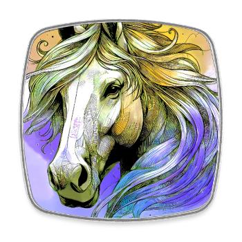 cheval - Magnet carré - blanc - Devant