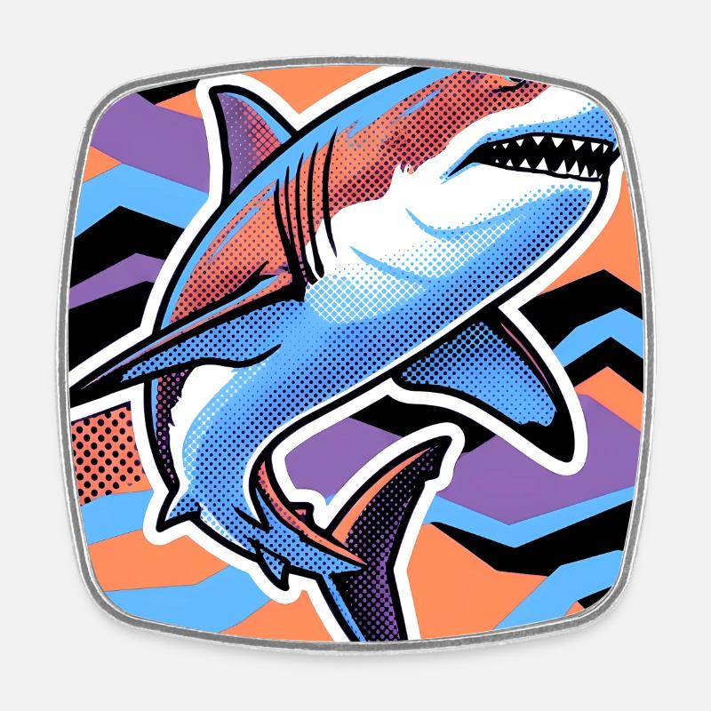 Shark - Square fridge magnet - white