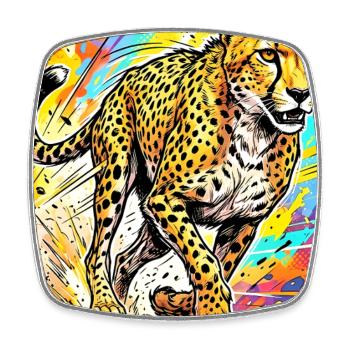 cheetah - Square fridge magnet - white - Front