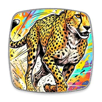cheetah - Square fridge magnet - white - Front