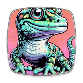 Gecko - Viereckiger Kühlschrankmagnet - Weiß - Vorne