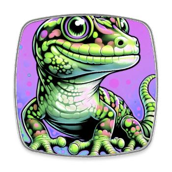 Gecko - Viereckiger Kühlschrankmagnet - Weiß - Vorne