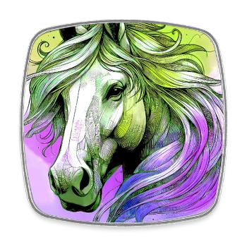 cheval - Magnet carré - blanc - Devant