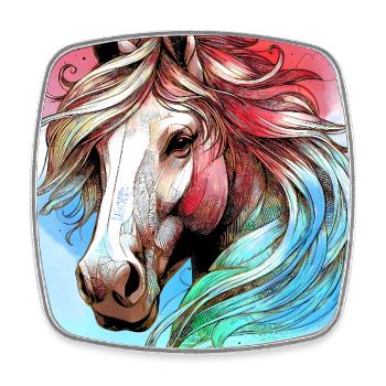 horse - Square fridge magnet - white - Front