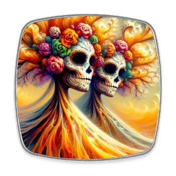 Fancy Floral Skeleton - Square fridge magnet - white - Front
