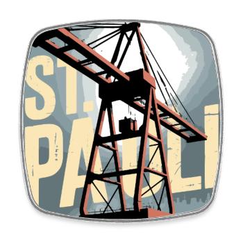 St. Pauli, Hambourg, Port, Port, Grue, Nostalgie - Magnet carré - blanc - Devant